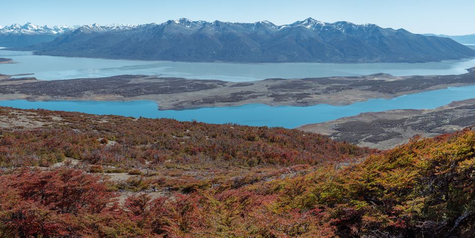 Breathtaking landscape of mountains and lakes in Patagonia, showcasing nature's beauty.